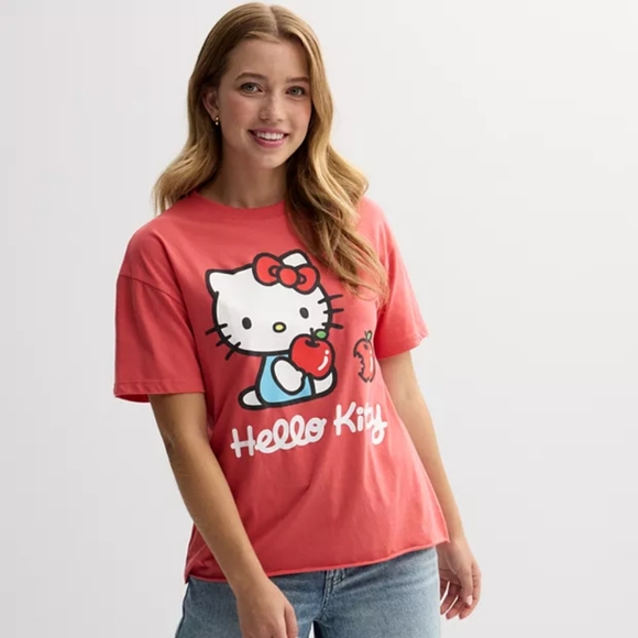 Hello Kitty Graphic T-shirt Tee Pink - Junior's Women's Small Cotton Polyester - Picture 1 of 5